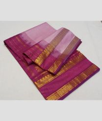 Baby Pink and 	Dark Raspberry madisar sarees with All over Lines design