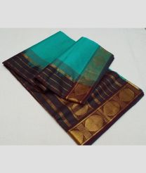 Blue Turquoise and Dark Chocolate madisar sarees with All over Lines design