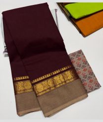 Maroon and Camel Brown mangalagiri cotton sarees with Plain design