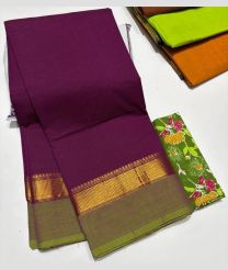 Magenta and Green mangalagiri cotton sarees with Plain design