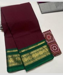 Maroon and Green mangalagiri cotton sarees with Plain design
