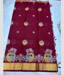 Plum Velvet and Golden mangalagiri cotton sarees with Kanchi Border design