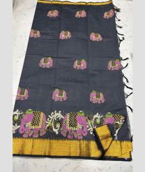 Grey and Golden mangalagiri cotton sarees with Kanchi Border design