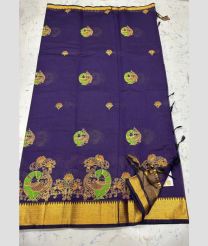 Purple and Golden mangalagiri cotton sarees with Kanchi Border design