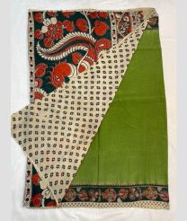 Green and Cream mangalagiri cotton sarees with All over Kalamkari design