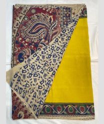 Yellow and Maroon mangalagiri cotton sarees with All over Kalamkari design