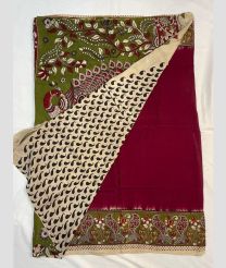 Crimson and Green mangalagiri cotton sarees with All over Kalamkari design
