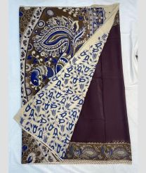 Dark Chocolate and Green mangalagiri cotton sarees with All over Kalamkari design