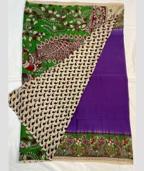 Purple and Parrot Green mangalagiri cotton sarees with All over Kalamkari design