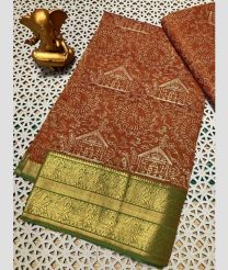 rust colour mangalagiri cotton sarees with Kanchi Border design