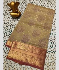 tan colour mangalagiri cotton sarees with Kanchi Border design