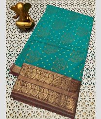 blue colour mangalagiri cotton sarees with Kanchi Border design