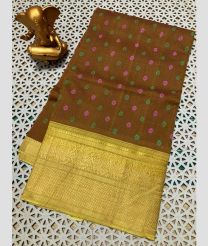 brown colour mangalagiri cotton sarees with Kanchi Border design