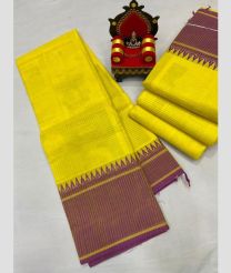 yellow colour mangalagiri cotton sarees with Plain design