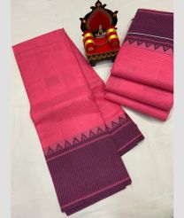 coral red colour mangalagiri cotton sarees with Plain design