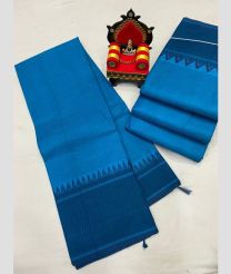 blue colour mangalagiri cotton sarees with Plain design