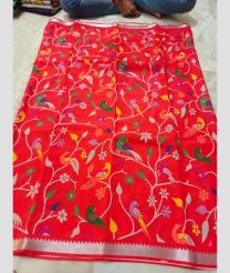 magenta colour mangalagiri cotton sarees with All Over Printing design