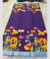 purple colour mangalagiri cotton sarees with All Over Printing design