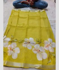 olive colour mangalagiri cotton sarees with All Over Printing design