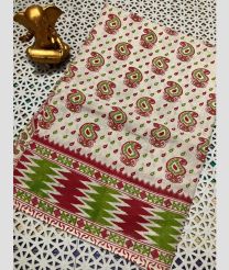 cream colour mangalagiri cotton sarees with All Over Printing design
