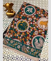 magenta and blue colour mangalagiri cotton sarees with All Over Printing design
