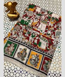 maroon and gray colour mangalagiri cotton sarees with All Over Printing design