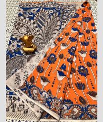 coral and gray colour mangalagiri cotton sarees with All Over Printing design