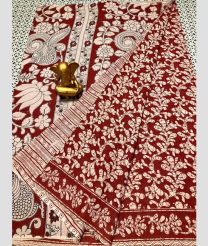 magenta and gray colour mangalagiri cotton sarees with All Over Printing design