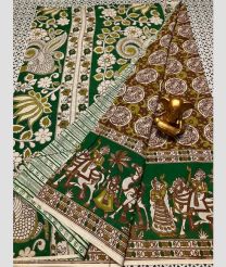 green colour mangalagiri cotton sarees with All Over Printing design