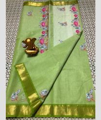 green colour mangalagiri cotton sarees with All Over Printing design