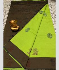 green and charcoal colour mangalagiri cotton sarees with Plain design
