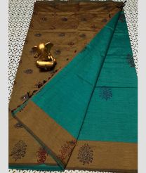 blue and charcoal colour mangalagiri cotton sarees with Plain design