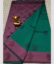 blue and purple colour mangalagiri cotton sarees with Plain design