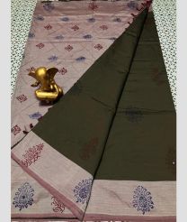 green and gray colour mangalagiri cotton sarees with Plain design