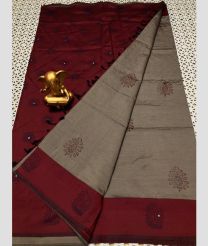 gray and maegnta colour mangalagiri cotton sarees with Plain design