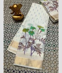 gray colour mangalagiri cotton sarees with All Over Printing design