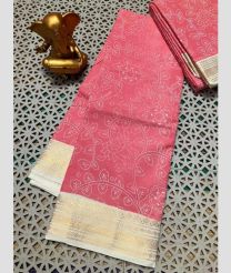 coral colour mangalagiri cotton sarees with All Over Printing design