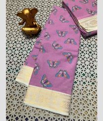 magenta colour mangalagiri cotton sarees with All Over Printing design