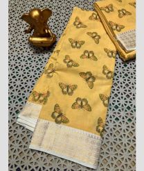 brown colour mangalagiri cotton sarees with All Over Printing design