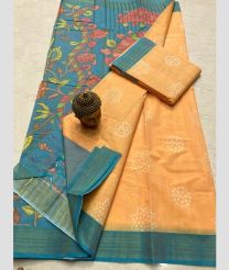 beige colour mangalagiri cotton sarees with All Over Printing design