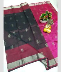 Dark Chocolate and Pink mangalagiri pattu sarees with Kaddy Border design