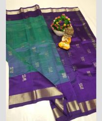 Teal and Purple mangalagiri pattu sarees with Kaddy Border design
