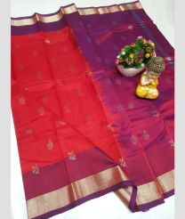 Red and Magenta mangalagiri pattu sarees with Kaddy Border design