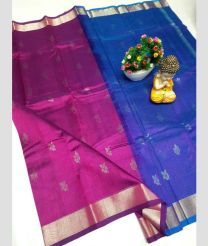 Magenta and Blue mangalagiri pattu sarees with Kaddy Border design