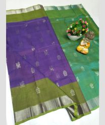 Purple and Lite Green mangalagiri pattu sarees with Kaddy Border design