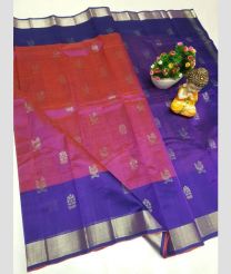 Hot Pink and Purple mangalagiri pattu sarees with Kaddy Border design