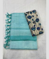 Blue Turquoise and Cream mangalagiri pattu sarees with Plain design