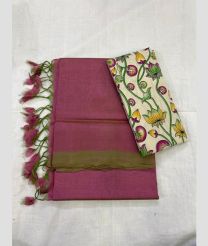 Indian Red and Cream mangalagiri pattu sarees with Plain design