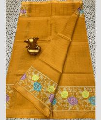 Mustard Yellow and Golden mangalagiri pattu sarees with All over Checks design