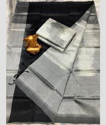 Black and Lite Grey mangalagiri pattu sarees with Half and Half design